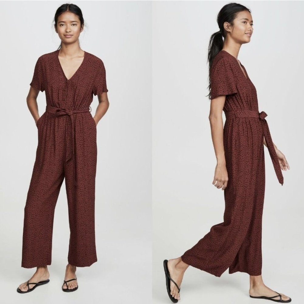 RAILS Jet Jumpsuit Maroon Black Spotted Jumpsuit Romper, Size S